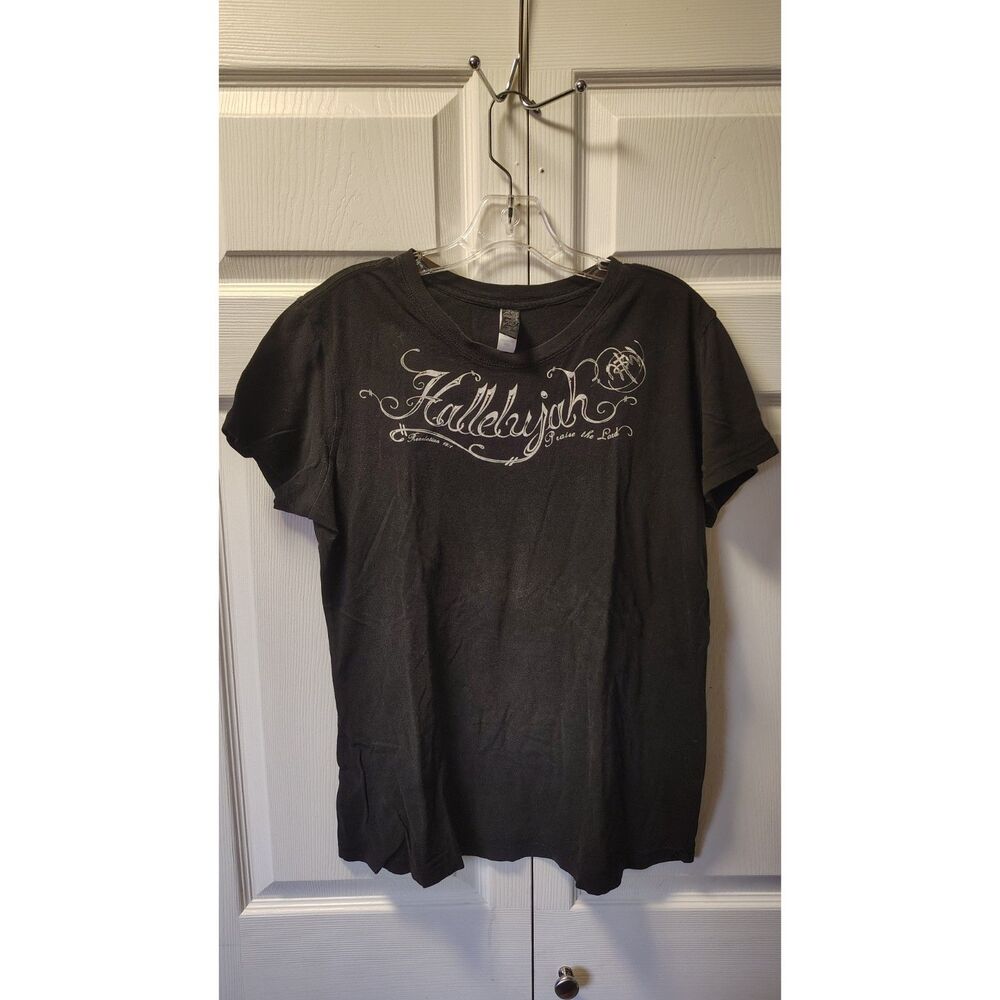NOTW Women's XXL Black Christian Graphic Tee Hallelujah Praise the Lord T-Shirt